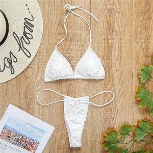 White patent leather bikini